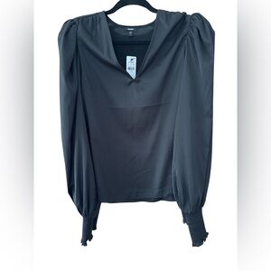 Express Black Silky Puff Sleeve Blouse